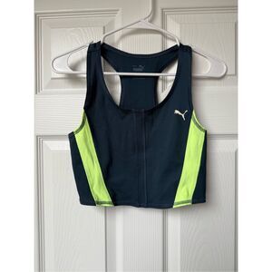Puma Sports Bra Cropped Tank Sample Women's Small Green Yellow Blue